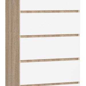 Ak furniture Komoda Kuba 60 cm - 6 šuplíků dub sonoma/bílá