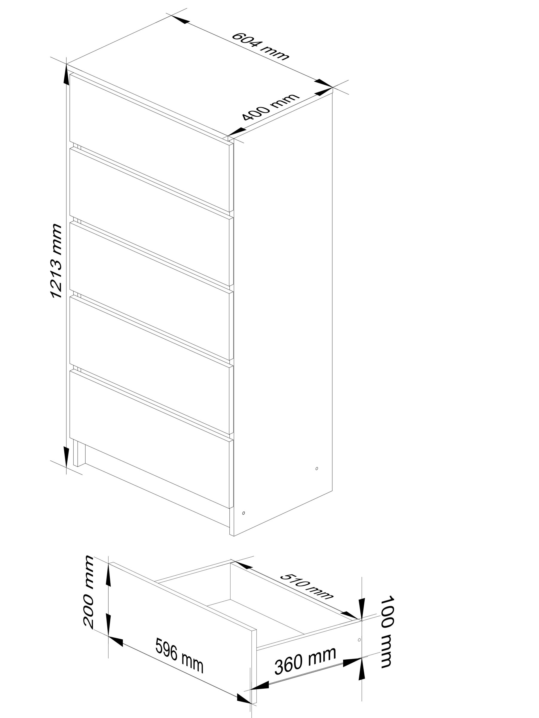 Ak furniture Komoda Kuba s 5 zásuvkami 60 cm dub sonoma - Obrázek 2