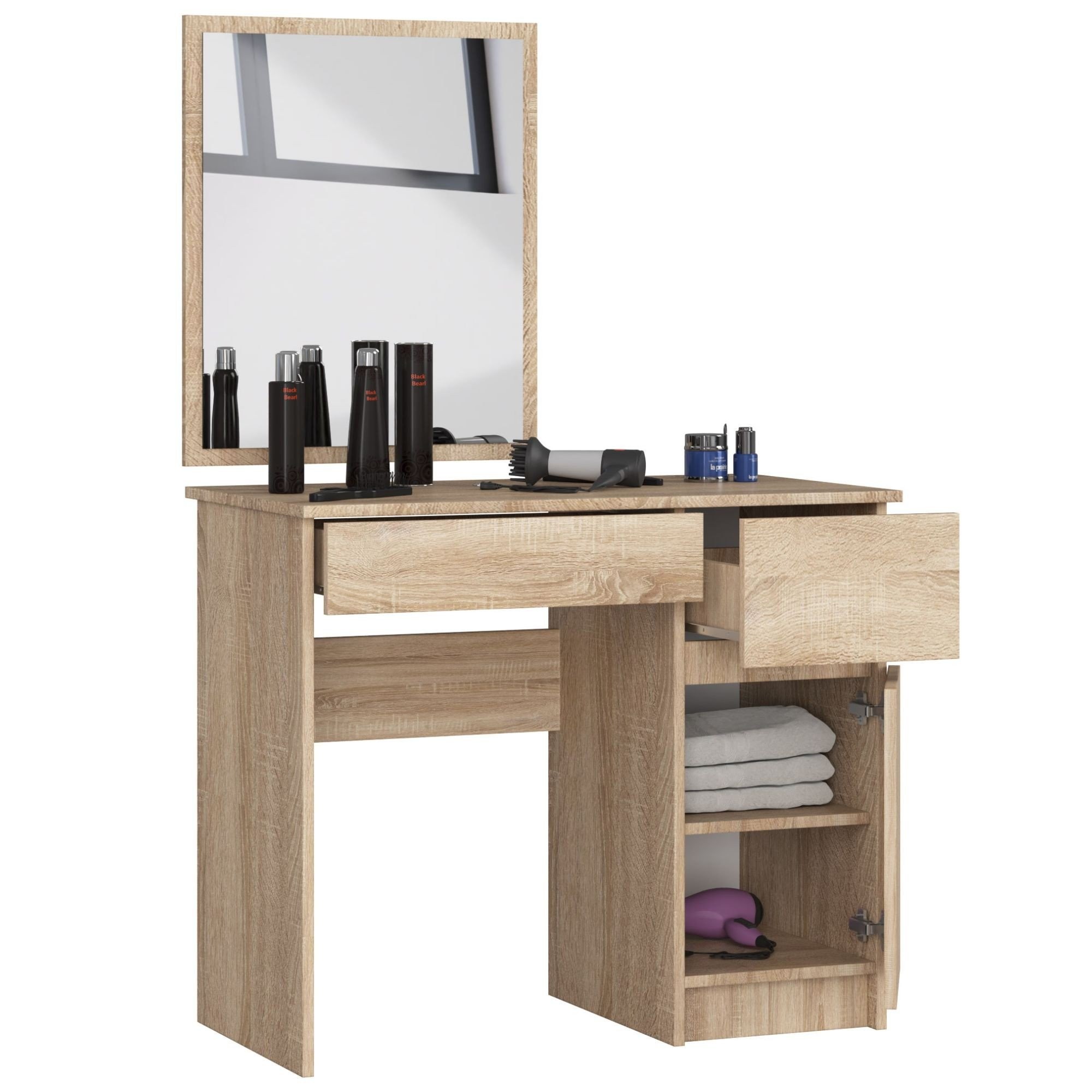 Ak furniture Kosmetický stolek se zrcadlem P-2/SL dub sonoma pravý - Obrázek 2