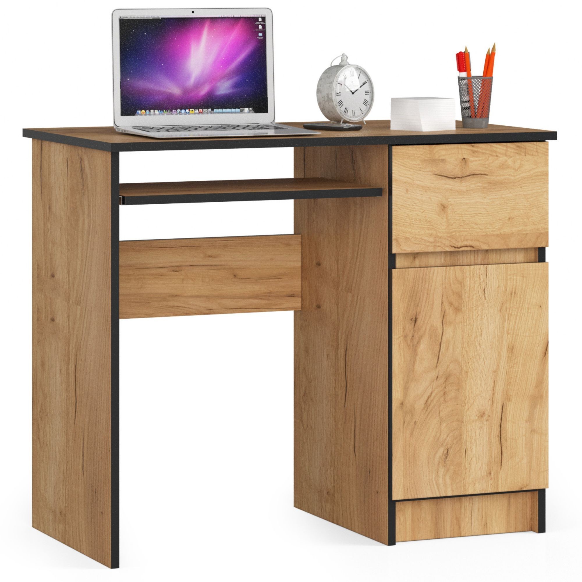 Ak furniture Psací stůl PIKSEL 90 cm dub craft zlatý pravý