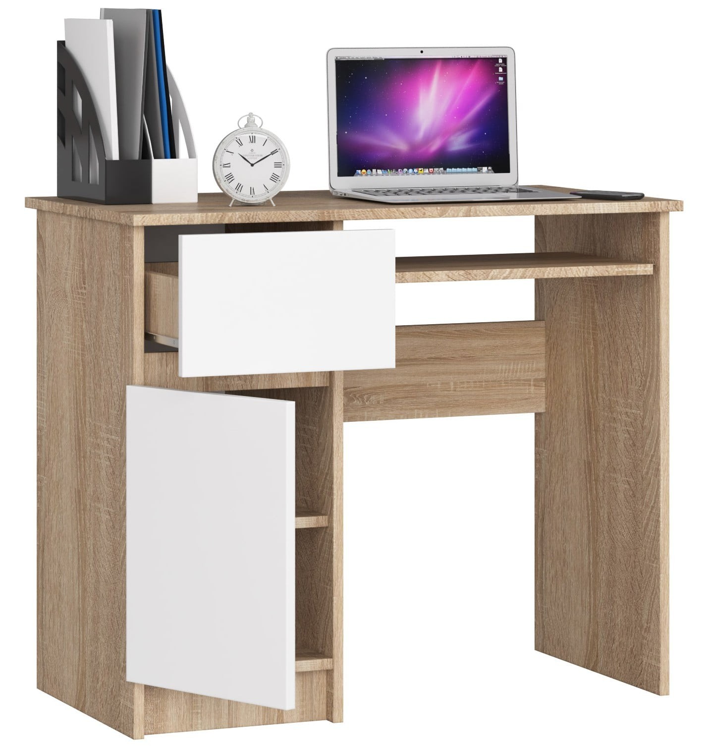 Ak furniture Psací stůl PIKSEL 90 cm dub sonoma/bílý levý - Obrázek 2