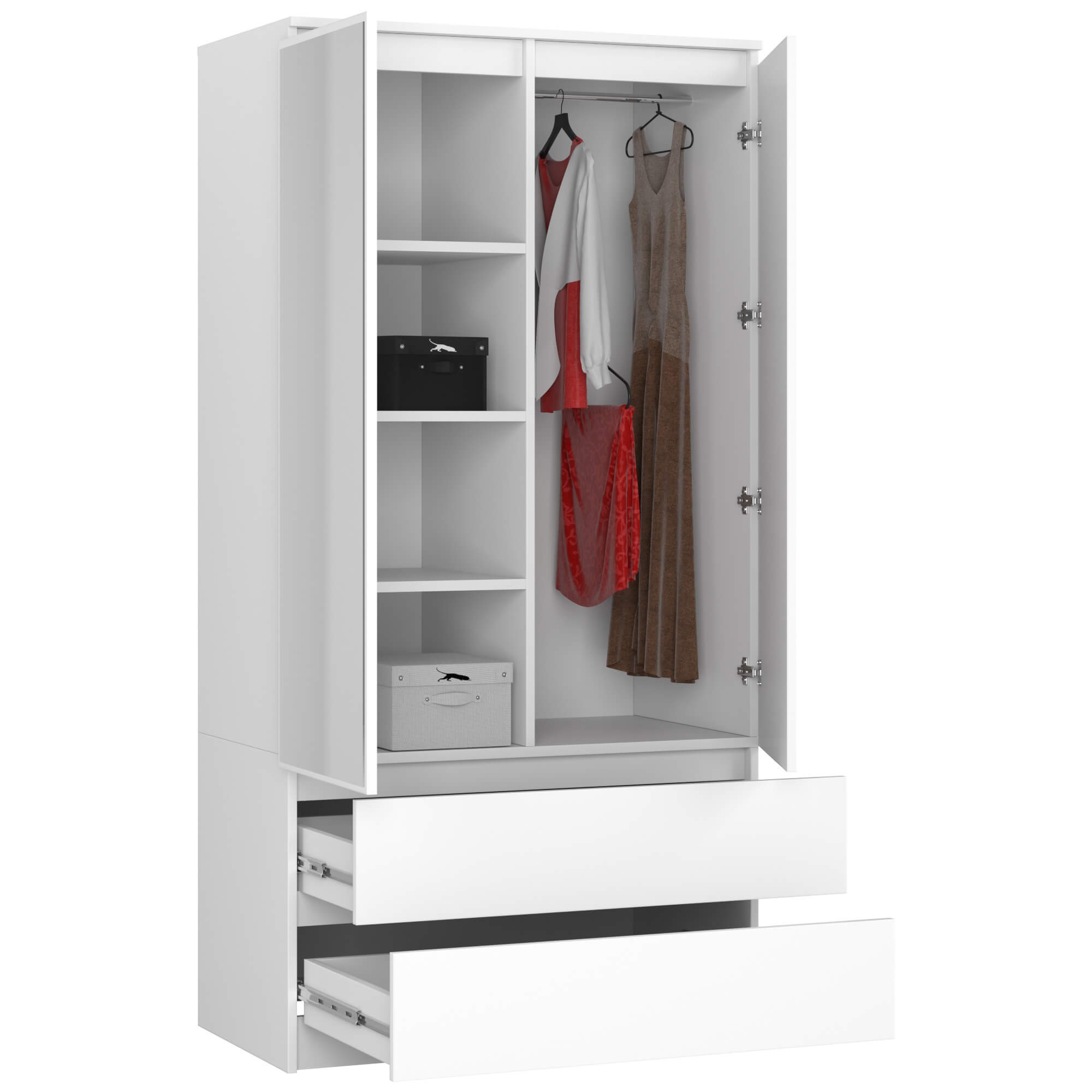 Ak furniture Šatní skříň Star se zrcadlem 90 cm bílá - Obrázek 2