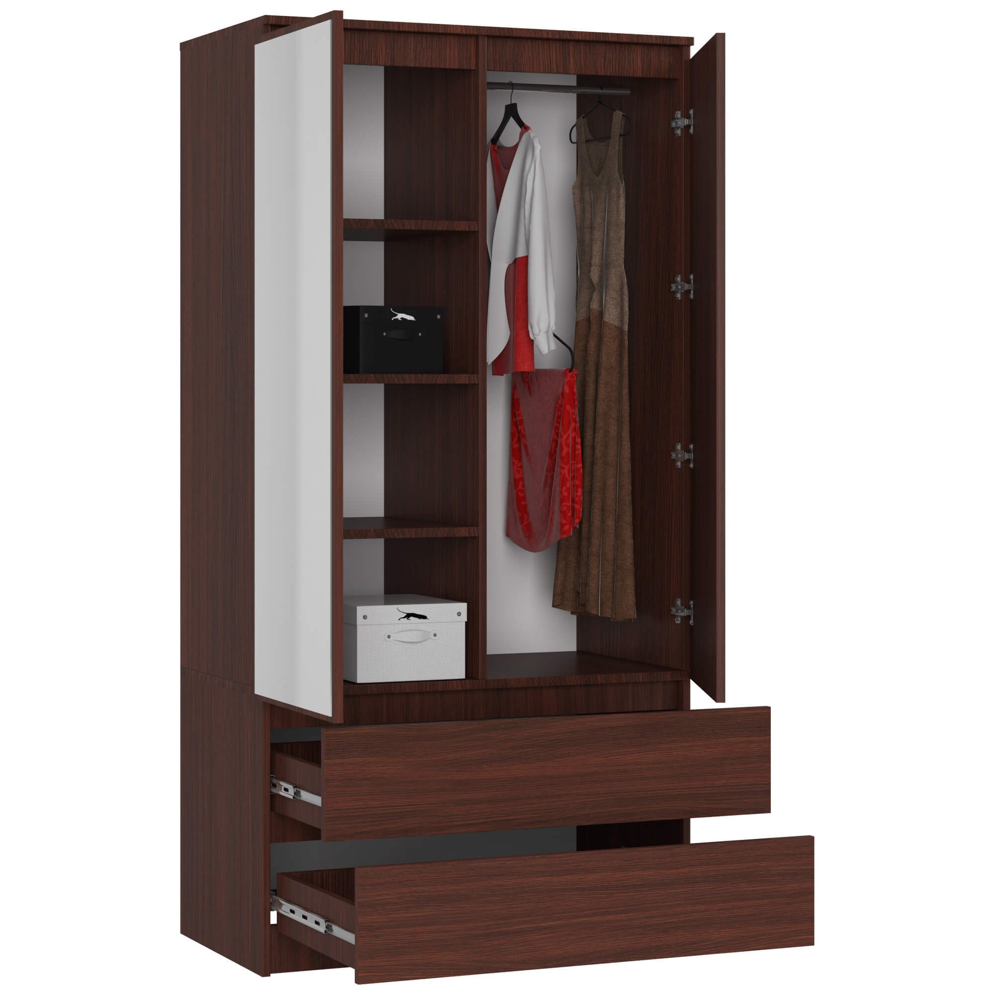 Ak furniture Šatní skříň Star se zrcadlem 90 cm wenge - Obrázek 2