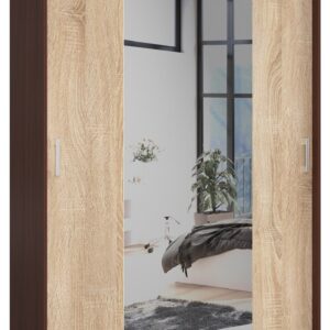 Ak furniture Šatní skříň se zrcadlem Reton 150 cm wenge/dub sonoma