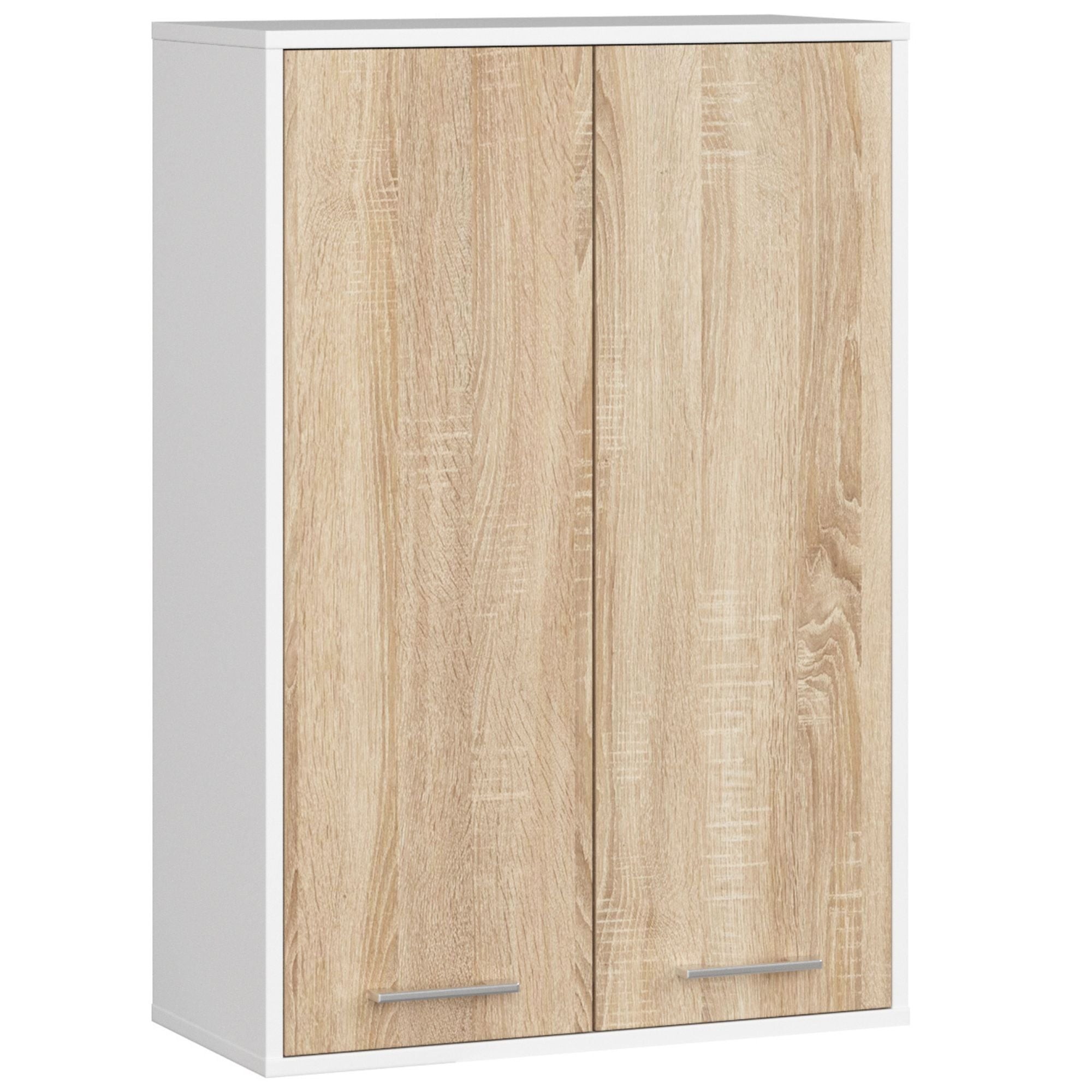 Ak furniture Závěsná koupelnová skříňka Fin W64 64 cm bílá/dub sonoma