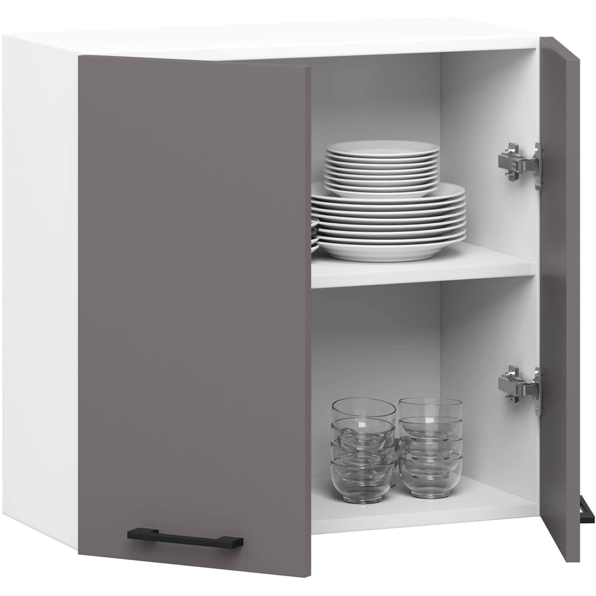 Ak furniture Závěsná kuchyňská skříňka OLIVIE 60x58 cm 01 matná bílá/matná grafitově šedá - Obrázek 2