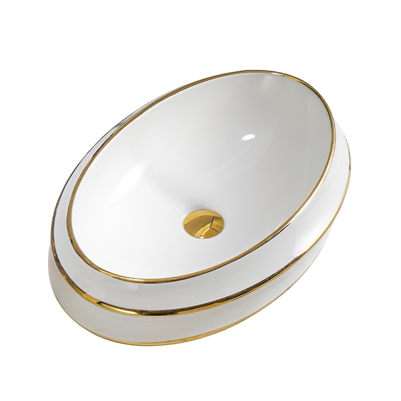 BPS-koupelny Keramické umyvadlo na desku HYD-YO-WH-GL-LN-600 60x40 cm