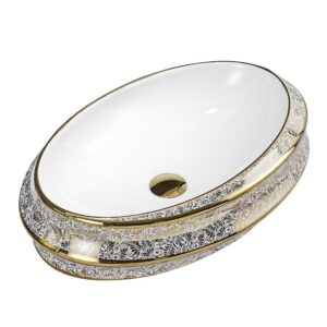 BPS-koupelny Keramické umyvadlo na desku HYD-YO-WH-MOD5-GL-600 60x40 cm