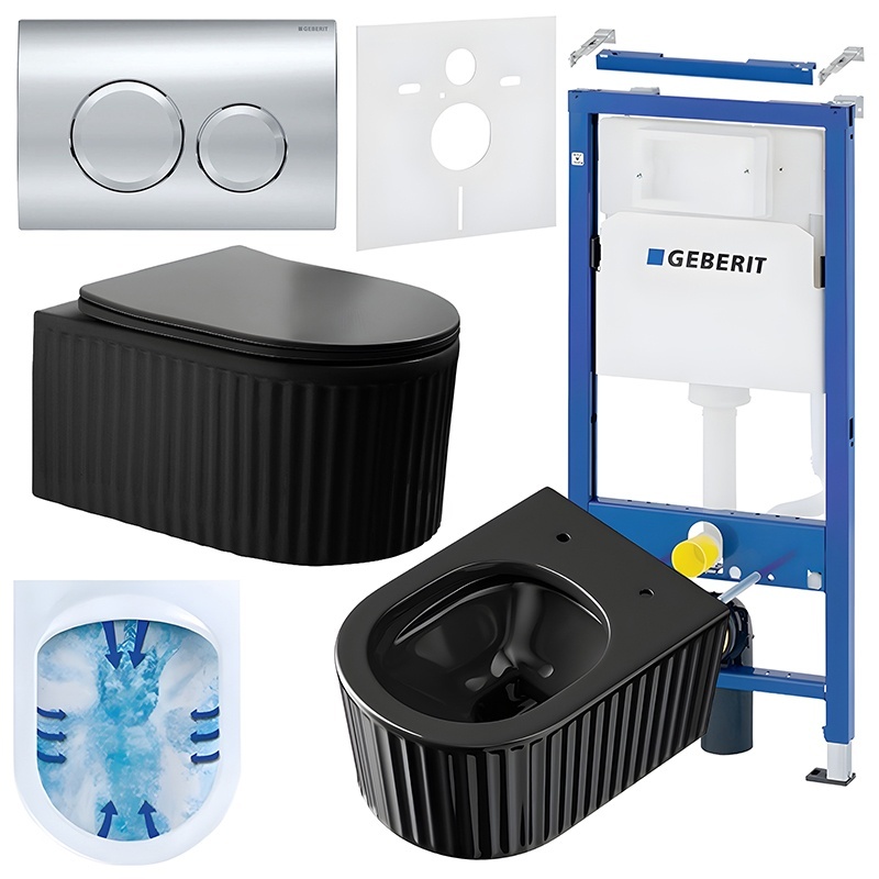 BPS-koupelny Podomítkový modul Geberit DuoFix s WC mísou LA-BL-RIM-03 + ovládací tlačítko Delta 20 chrom