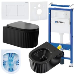BPS-koupelny Podomítkový modul Geberit DuoFix s WC mísou LA-BL-RIM-03 + ovládací tlačítko Delta 30 bílá