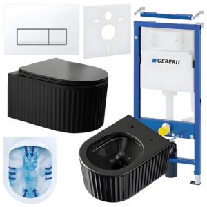 BPS-koupelny Podomítkový modul Geberit DuoFix s WC mísou LA-BL-RIM-03 + ovládací tlačítko Delta 50 bílá
