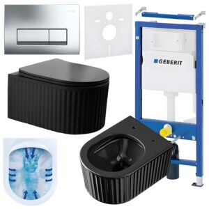BPS-koupelny Podomítkový modul Geberit DuoFix s WC mísou LA-BL-RIM-03 + ovládací tlačítko Delta 50 chrom