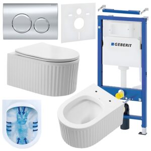 BPS-koupelny Podomítkový modul Geberit DuoFix s WC mísou LA-WH-RIM-03 + ovládací tlačítko Delta 20 chrom
