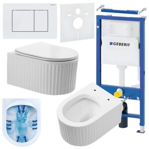 BPS-koupelny Podomítkový modul Geberit DuoFix s WC mísou LA-WH-RIM-03 + ovládací tlačítko Delta 30 bílá