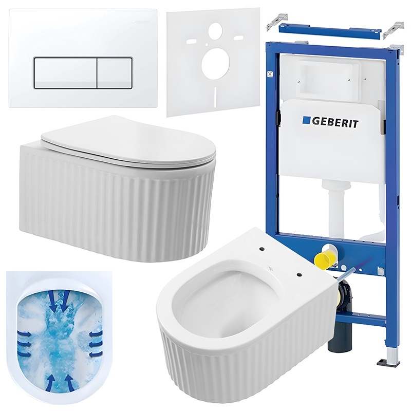 BPS-koupelny Podomítkový modul Geberit DuoFix s WC mísou LA-WH-RIM-03 + ovládací tlačítko Delta 50 bílá