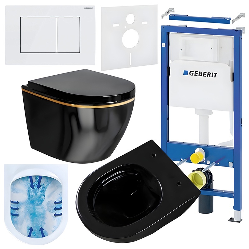 BPS-koupelny Podomítkový modul Geberit DuoFix s WC mísou MU-BL-GL-RIM-02 + ovládací tlačítko Delta 30 bílá