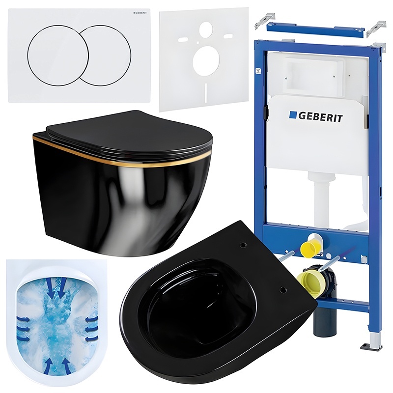 BPS-koupelny Podomítkový modul Geberit DuoFix s WC mísou MU-BL-GL-RIM-03 + ovládací tlačítko Delta 01 bílá