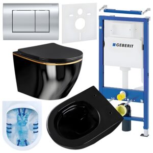 BPS-koupelny Podomítkový modul Geberit DuoFix s WC mísou MU-BL-GL-RIM-03 + ovládací tlačítko Delta 30 chrom