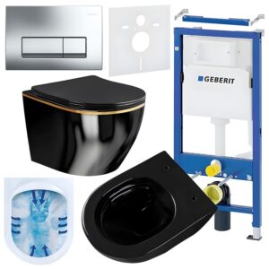 BPS-koupelny Podomítkový modul Geberit DuoFix s WC mísou MU-BL-GL-RIM-03 + ovládací tlačítko Delta 50 chrom