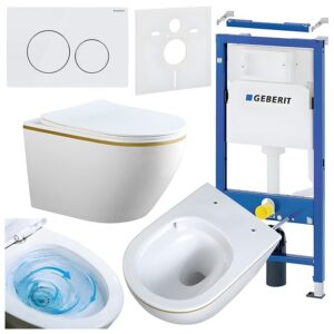 BPS-koupelny Podomítkový modul Geberit DuoFix s WC mísou MU-WH-GL-TR-03 + ovládací tlačítko Delta 20 bílá