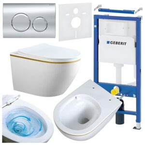 BPS-koupelny Podomítkový modul Geberit DuoFix s WC mísou MU-WH-GL-TR-03 + ovládací tlačítko Delta 20 chrom
