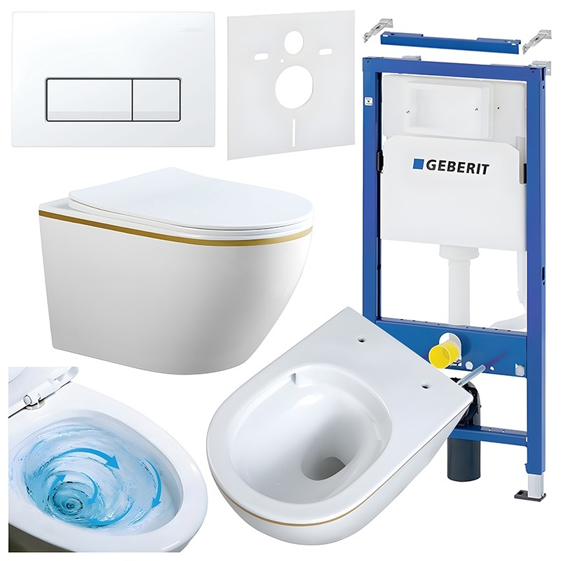 BPS-koupelny Podomítkový modul Geberit DuoFix s WC mísou MU-WH-GL-TR-03 + ovládací tlačítko Delta 50 bílá
