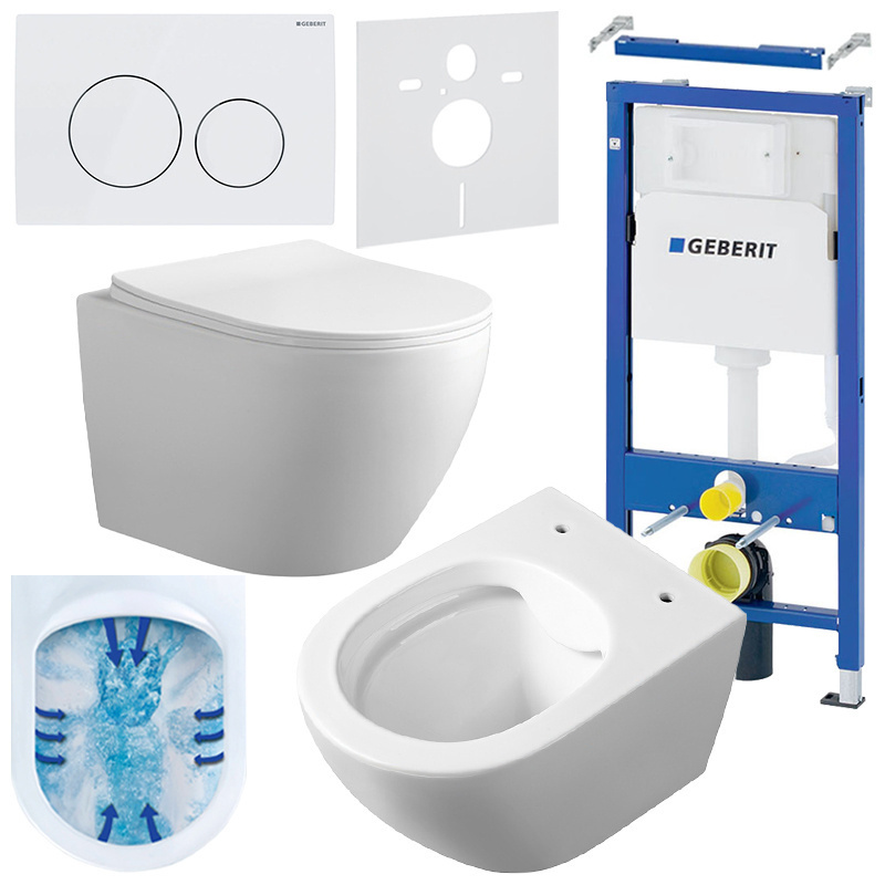BPS-koupelny Podomítkový modul Geberit DuoFix s WC mísou MU-WH-RIM-03 + ovládací tlačítko Delta 20 bílá