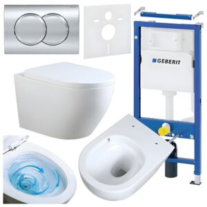 BPS-koupelny Podomítkový modul Geberit DuoFix s WC mísou MU-WH-TR-02 + ovládací tlačítko Delta 01 chrom