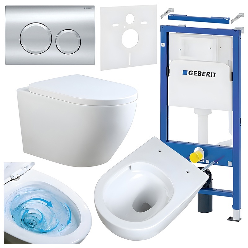 BPS-koupelny Podomítkový modul Geberit DuoFix s WC mísou MU-WH-TR-02 + ovládací tlačítko Delta 20 chrom