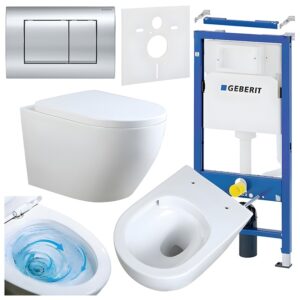 BPS-koupelny Podomítkový modul Geberit DuoFix s WC mísou MU-WH-TR-02 + ovládací tlačítko Delta 30 chrom