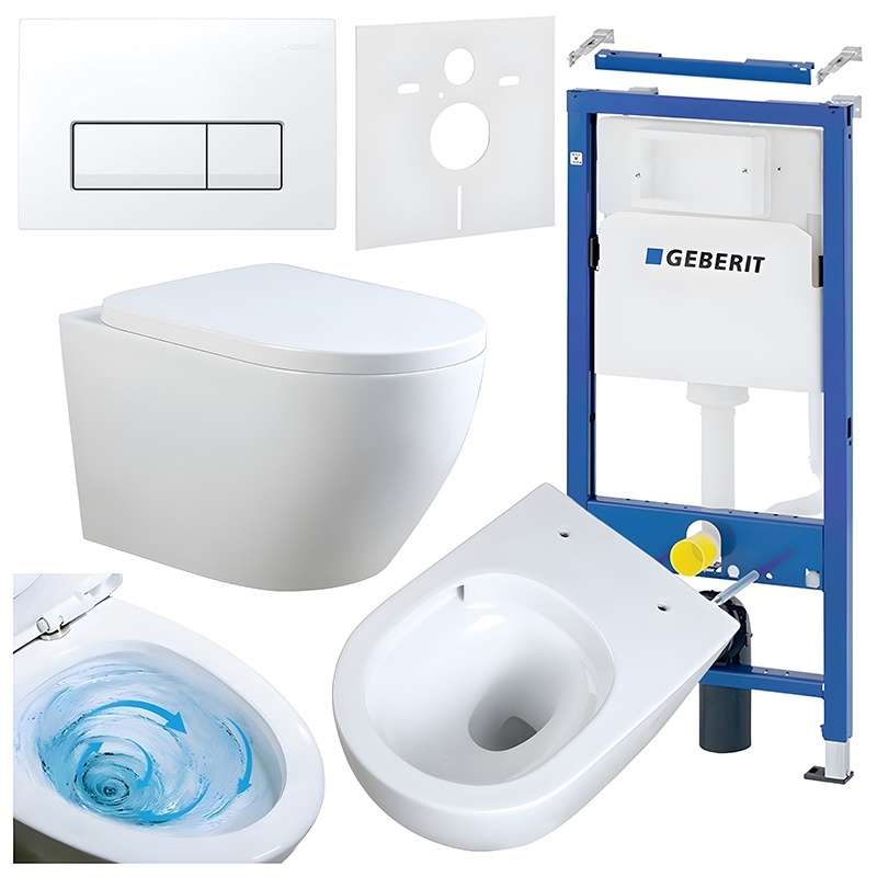 BPS-koupelny Podomítkový modul Geberit DuoFix s WC mísou MU-WH-TR-02 + ovládací tlačítko Delta 50 bílá