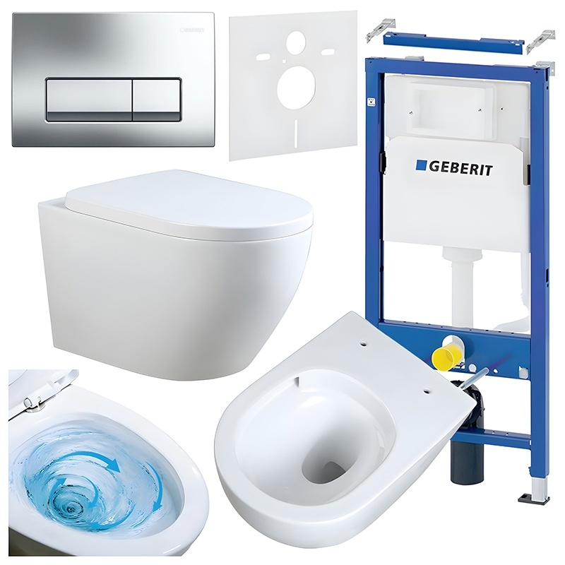 BPS-koupelny Podomítkový modul Geberit DuoFix s WC mísou MU-WH-TR-02 + ovládací tlačítko Delta 50 chrom