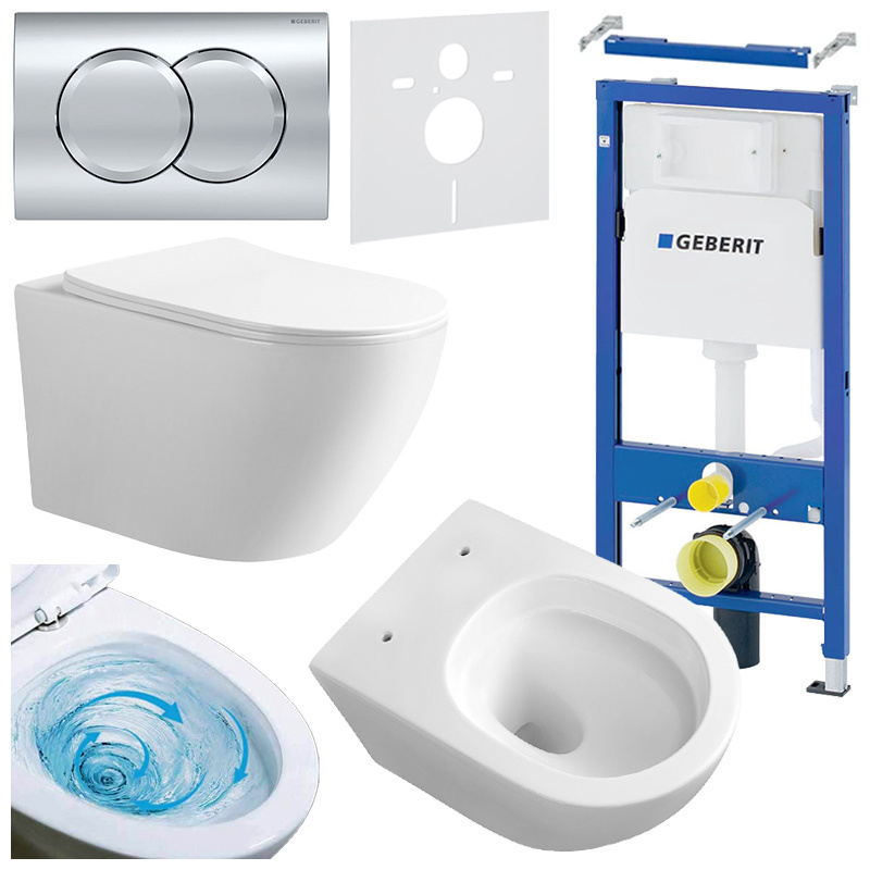 BPS-koupelny Podomítkový modul Geberit DuoFix s WC mísou MU-WH-TR-03 + ovládací tlačítko Delta 01 chrom