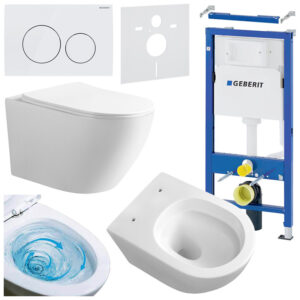 BPS-koupelny Podomítkový modul Geberit DuoFix s WC mísou MU-WH-TR-03 + ovládací tlačítko Delta 20 bílá