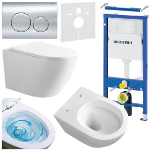 BPS-koupelny Podomítkový modul Geberit DuoFix s WC mísou MU-WH-TR-03 + ovládací tlačítko Delta 20 chrom