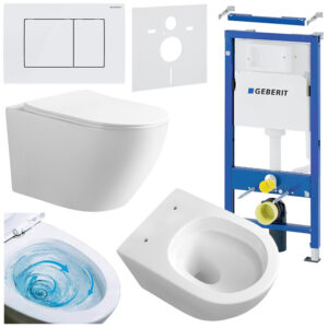 BPS-koupelny Podomítkový modul Geberit DuoFix s WC mísou MU-WH-TR-03 + ovládací tlačítko Delta 30 bílá