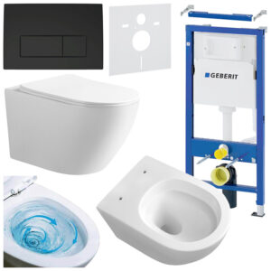 BPS-koupelny Podomítkový modul Geberit DuoFix s WC mísou MU-WH-TR-03 + ovládací tlačítko Delta 50 černá mat