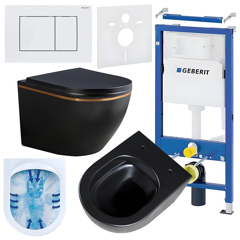 BPS-koupelny Podomítkový modul Geberit DuoFix s WC mísou PK-MTB-GL-RIM-02 + ovládací tlačítko Delta 30 bílá