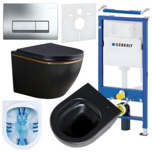BPS-koupelny Podomítkový modul Geberit DuoFix s WC mísou PK-MTB-GL-RIM-02 + ovládací tlačítko Delta 50 chrom