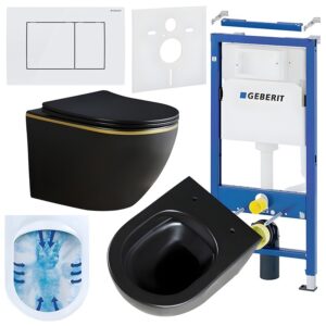 BPS-koupelny Podomítkový modul Geberit DuoFix s WC mísou PK-MTB-GL-RIM-03 + ovládací tlačítko Delta 30 bílá