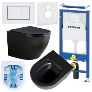 BPS-koupelny Podomítkový modul Geberit DuoFix s WC mísou PK-MTB-RIM-02 + ovládací tlačítko Delta 30 bílá