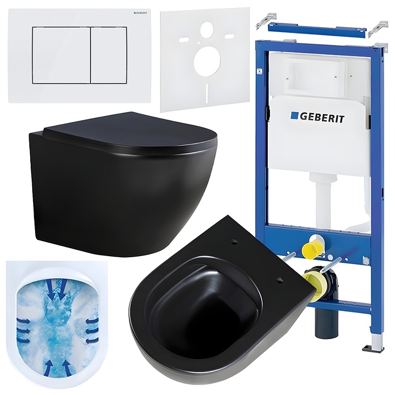BPS-koupelny Podomítkový modul Geberit DuoFix s WC mísou PK-MTB-RIM-02 + ovládací tlačítko Delta 30 bílá