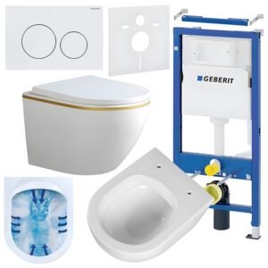 BPS-koupelny Podomítkový modul Geberit DuoFix s WC mísou PK-WH-GL-RIM-02 + ovládací tlačítko Delta 20 bílá