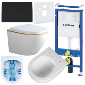 BPS-koupelny Podomítkový modul Geberit DuoFix s WC mísou PK-WH-GL-RIM-02 + ovládací tlačítko Delta 50 černá mat