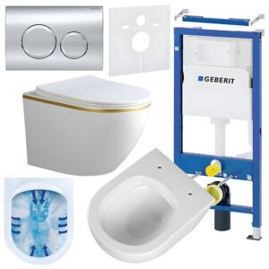 BPS-koupelny Podomítkový modul Geberit DuoFix s WC mísou PK-WH-GL-RIM-03 + ovládací tlačítko Delta 20 chrom