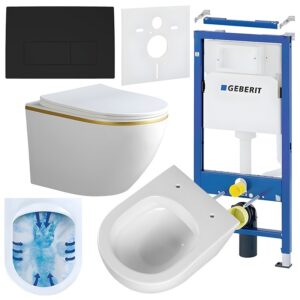 BPS-koupelny Podomítkový modul Geberit DuoFix s WC mísou PK-WH-GL-RIM-03 + ovládací tlačítko Delta 50 černá mat