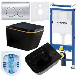 BPS-koupelny Podomítkový modul Geberit DuoFix s WC mísou RN-BL-GL-RIM-03 + ovládací tlačítko Delta 20 chrom