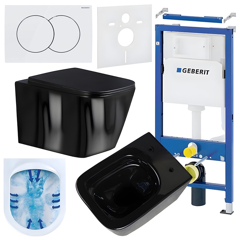 BPS-koupelny Podomítkový modul Geberit DuoFix s WC mísou RN-BL-RIM-03 + ovládací tlačítko Delta 01 bílá