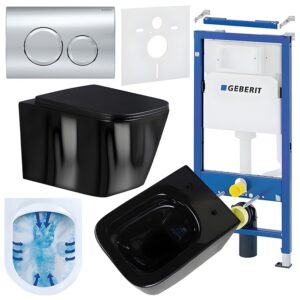 BPS-koupelny Podomítkový modul Geberit DuoFix s WC mísou RN-BL-RIM-03 + ovládací tlačítko Delta 20 chrom
