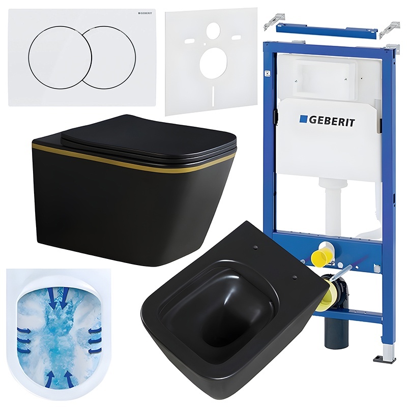 BPS-koupelny Podomítkový modul Geberit DuoFix s WC mísou RN-MTB-GL-RIM-03 + ovládací tlačítko Delta 01 bílá